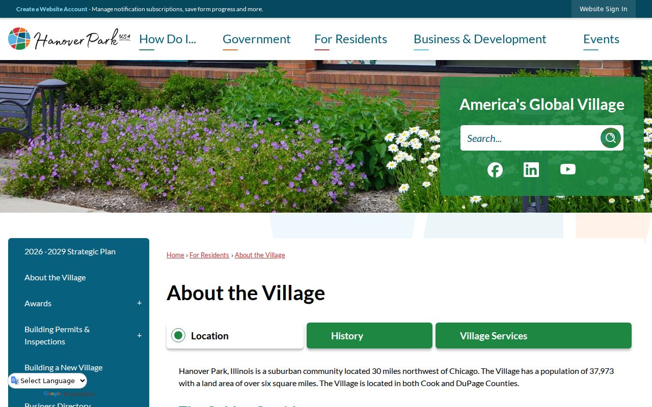 Hanover Park residents directory village overview and county split