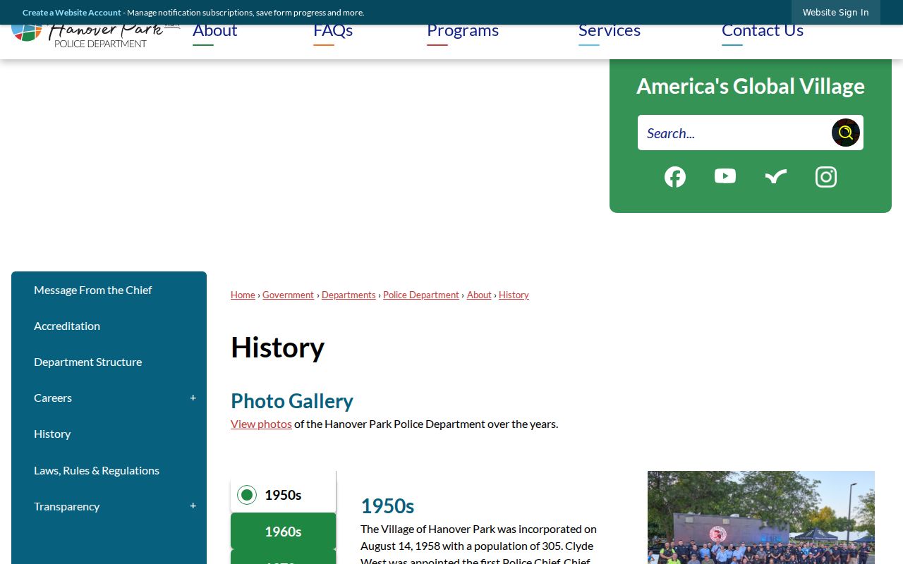 Hanover Park previous residents village history page