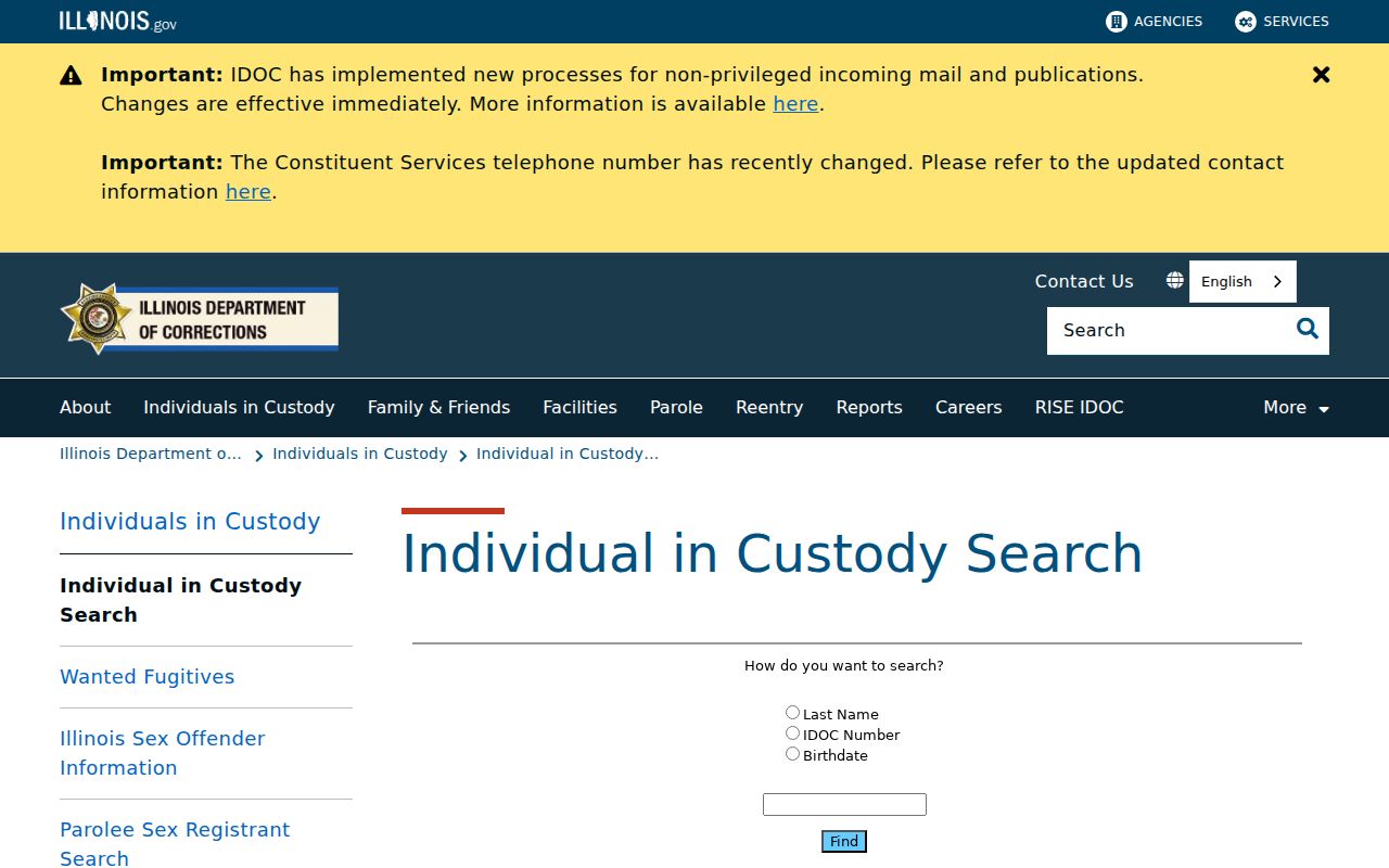Hanover Park resident lookup on Illinois corrections search