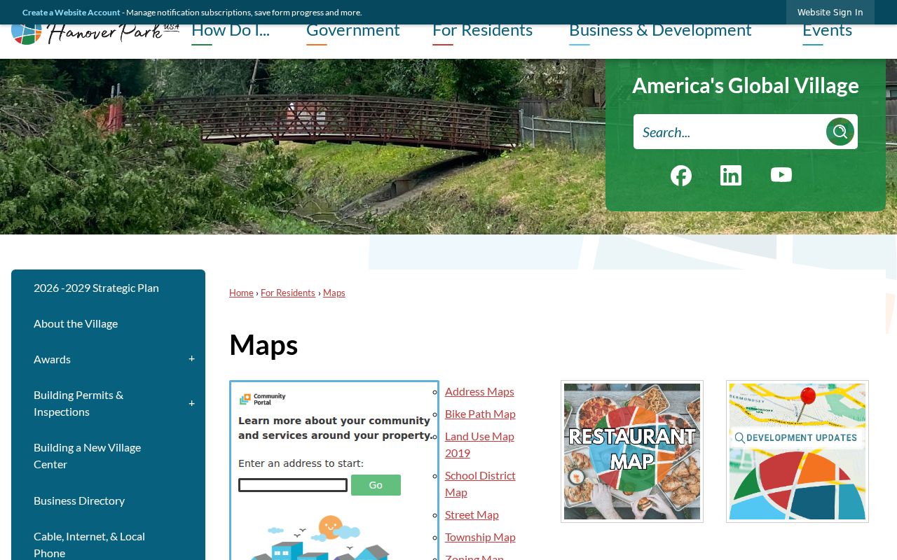 Hanover Park ZIP code directory village maps page